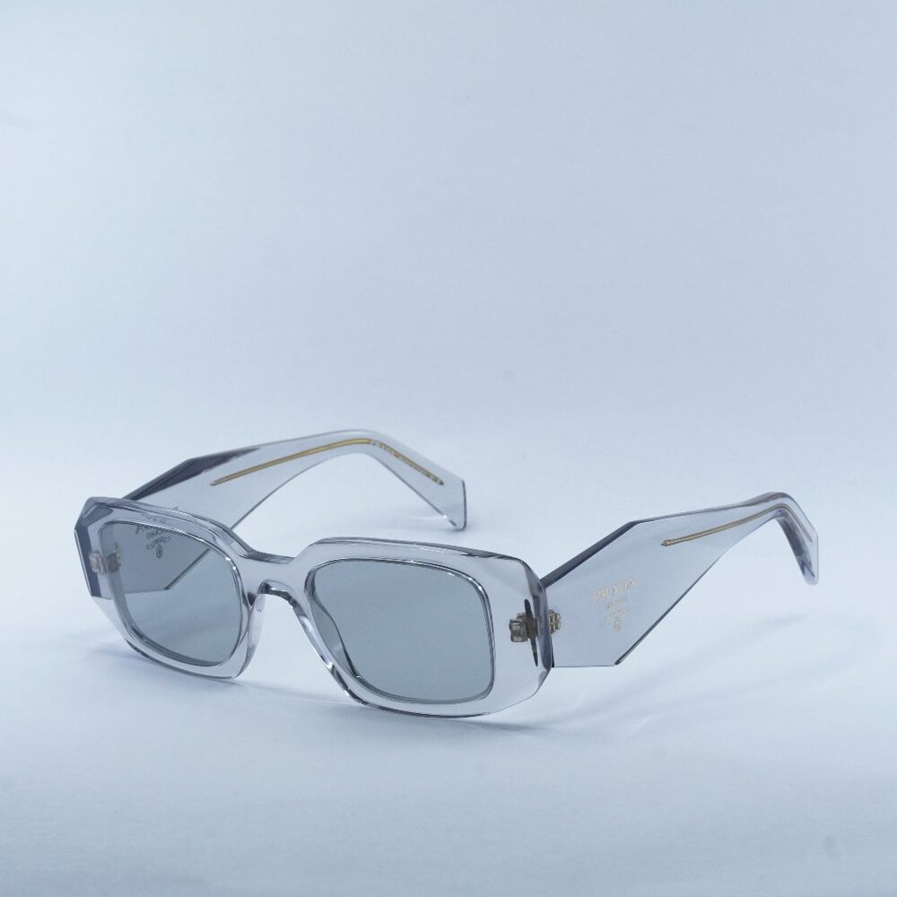 NEW PRADA PR17WS 12R30B TRANSPARENT GREY/LIGHT GREY SUNGLASSES